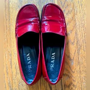 Prada red leather loafer size 7